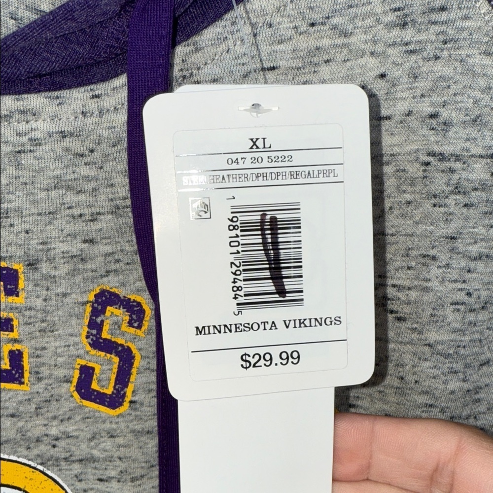 BNWT NFL Minnesota Gray and Purple Hoodie - Picture 4 of 4